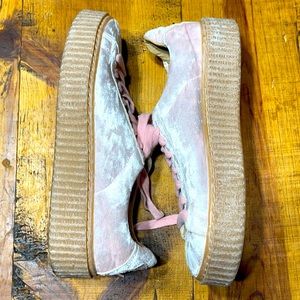 Platform sneakers velvet baby pink
